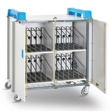 lapcabby 20 vertical | 20-device mobile ac charging trolley for laptops & chromebooks up to 17